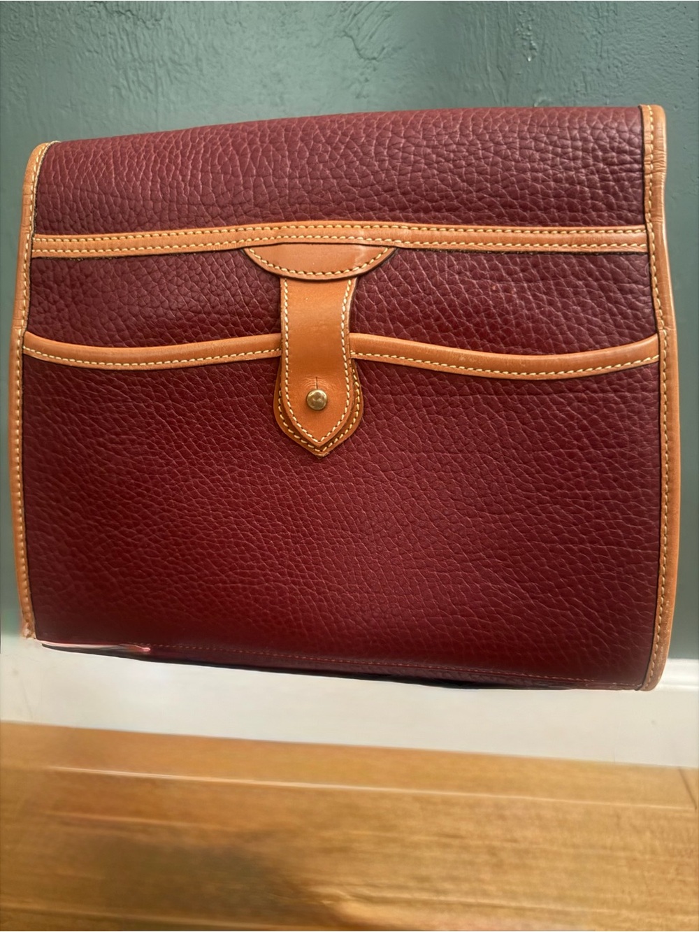 Dooney & Bourke Red Leather Crossbody with Tan Trim - Picture 4 of 7